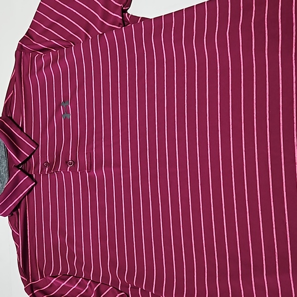 Under Armour The Playoff Polo Short Sleeve Maroon & Pink Stripe Size M #M-158 - Picture 3 of 9